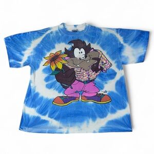 Vintage 90s Looney Tunes Taz Tasmanian Devil Graphic Tie Dye T Shirt Mens X-Lg